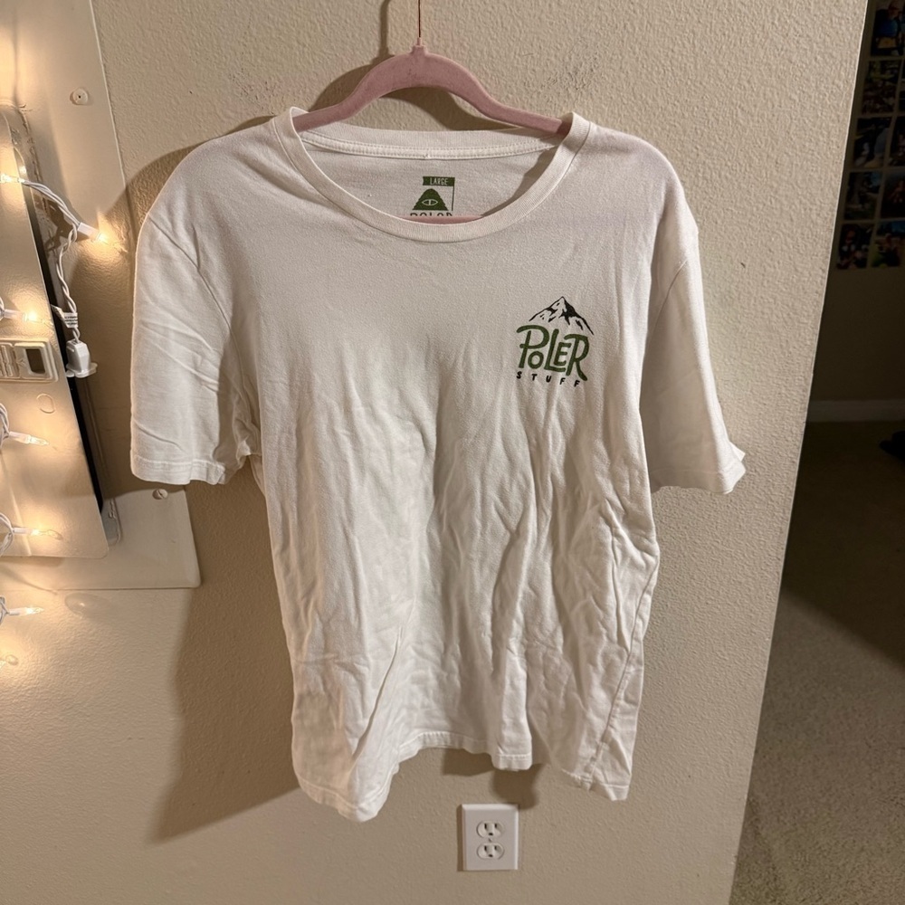 Poler Stuff White Tee with Green Logo